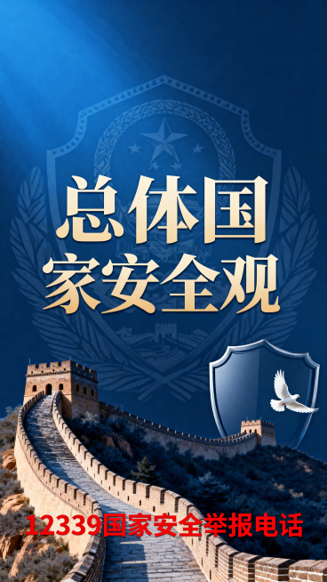 国家安全教育公益宣传海报，体现总体国家安全观主题，融入国家安全元素，标注12339国家安全举报电话文字，图案清晰庄重，构图规范大气预览效果