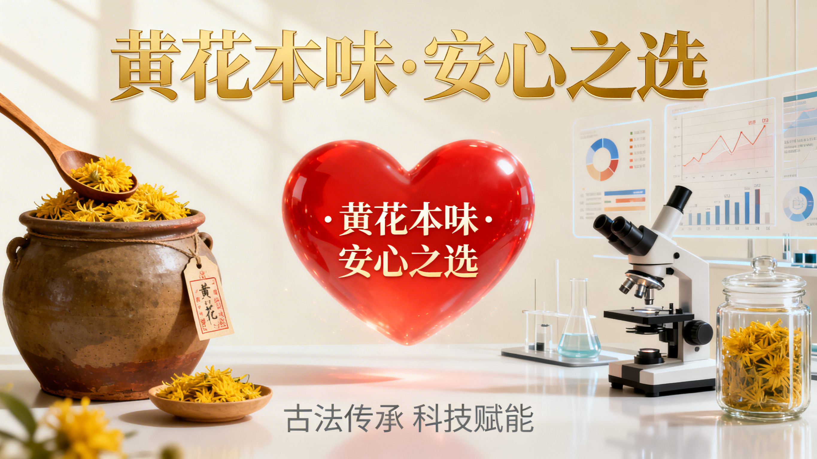 横版公众号首图，融合古法传承与现代科技元素，展现黄花本味与安心… - 图片创意预览