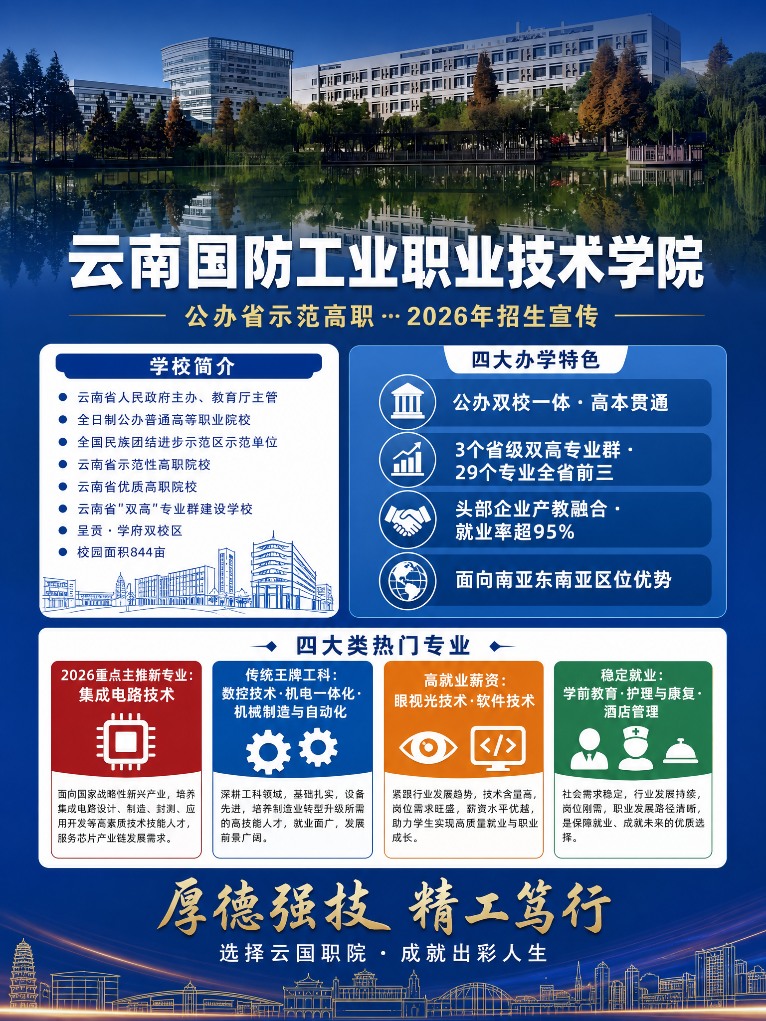 公办高等职业院校招生宣传海报，竖版3:4比例，正式大气风格，深… - 图片创意预览