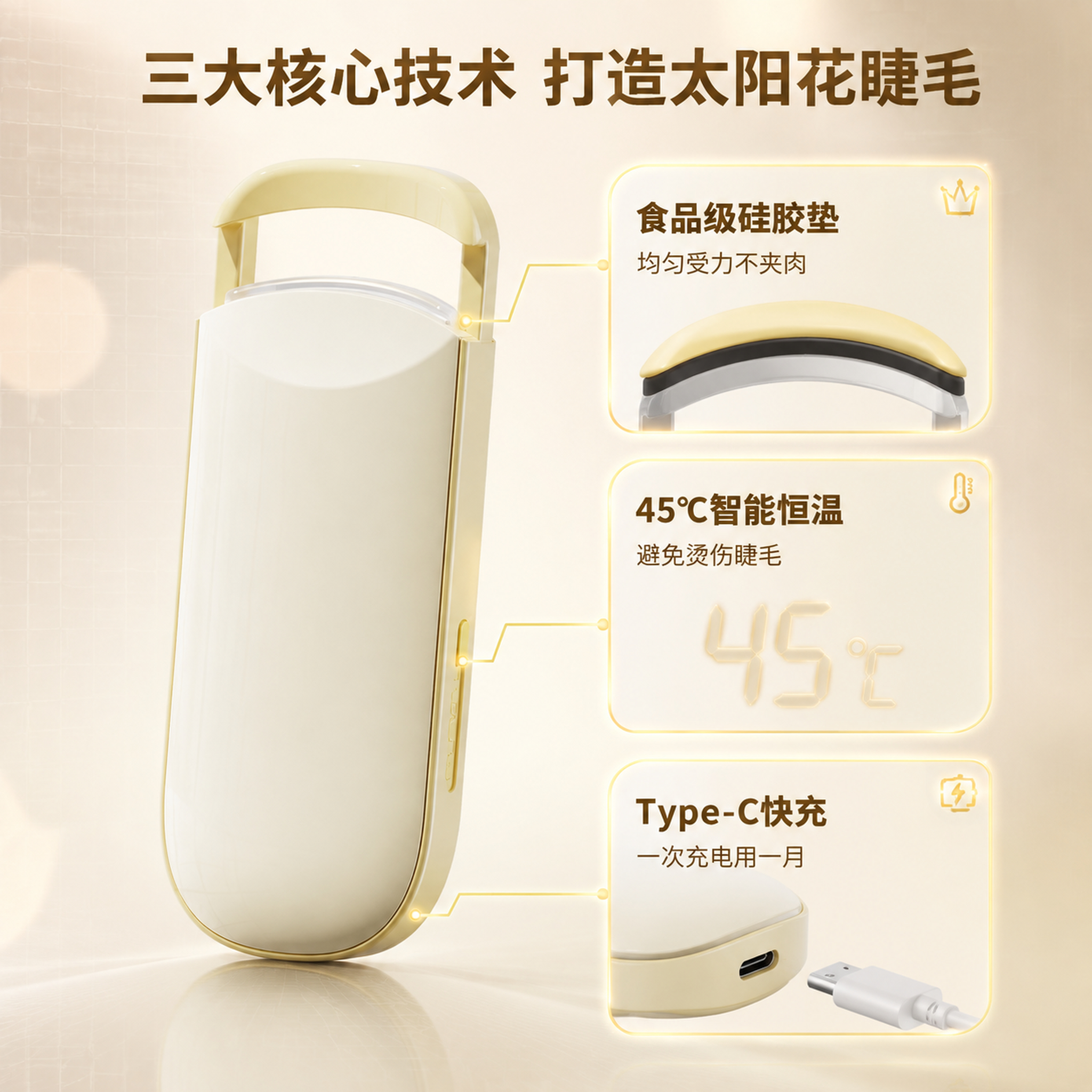 [主图-2] 电动睫毛夹核心功能卖点图 三段式技术拆解 [氛围… - 图片创意预览