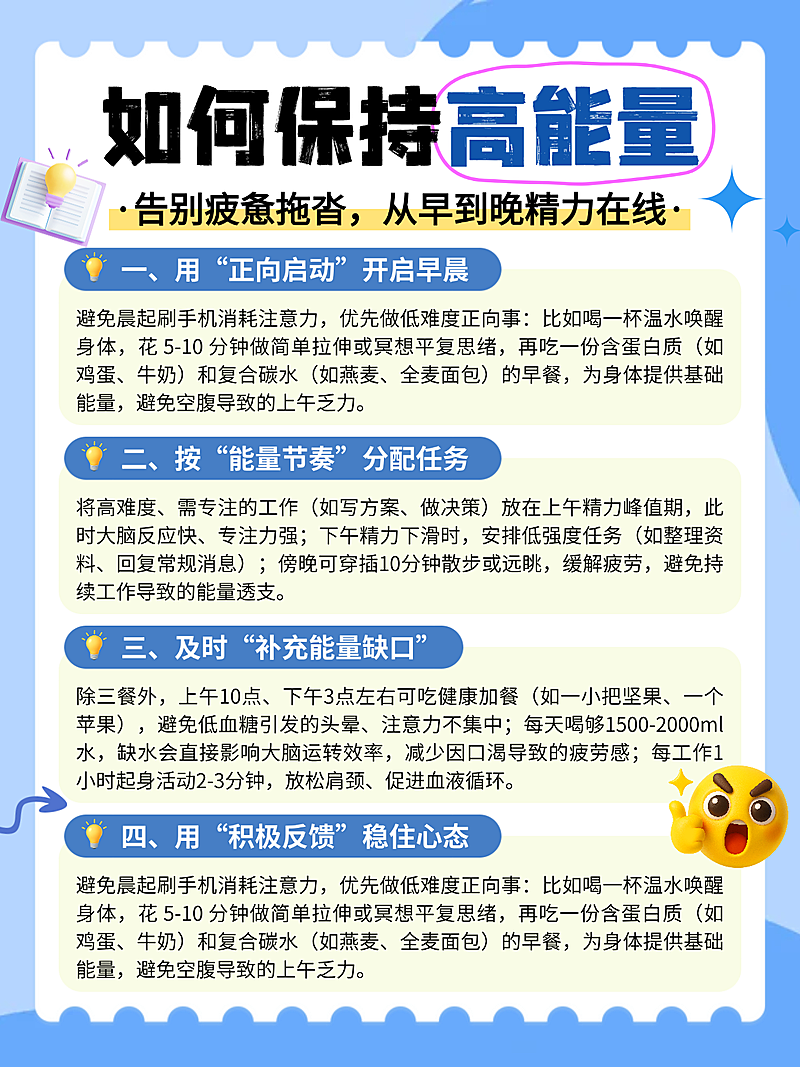 蓝色卡通生活日常管理工作效率知识分享小红书配图