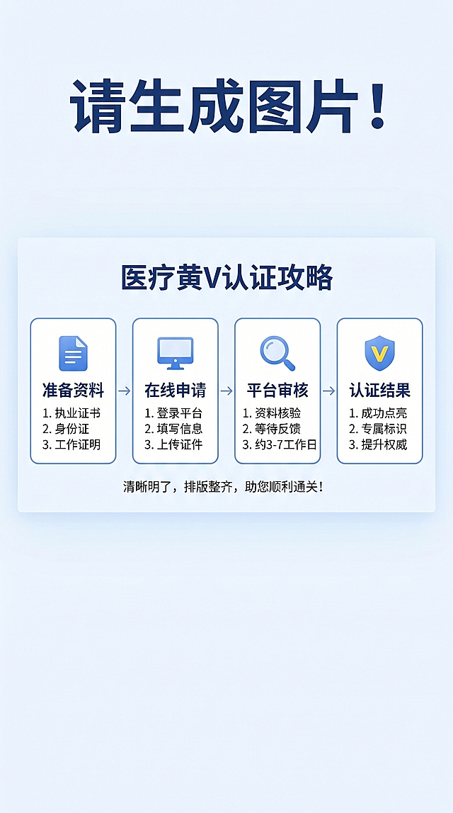 医疗黄v认证攻略图片，清晰明了，排版整齐，标题为