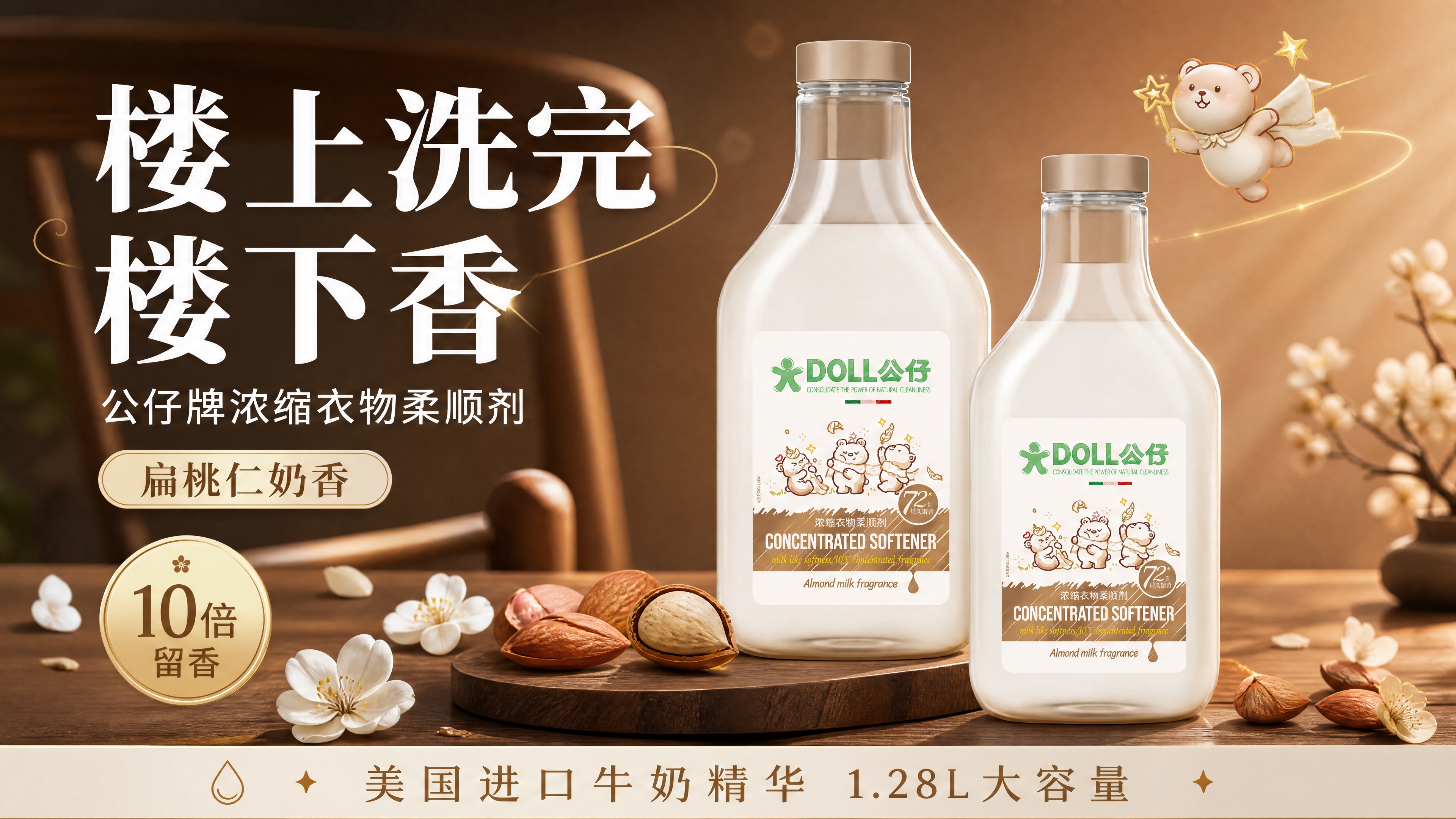 [商品] 使用【图1】DOLL公仔浓缩衣物柔顺剂扁桃仁奶香款；… - 图片创意预览