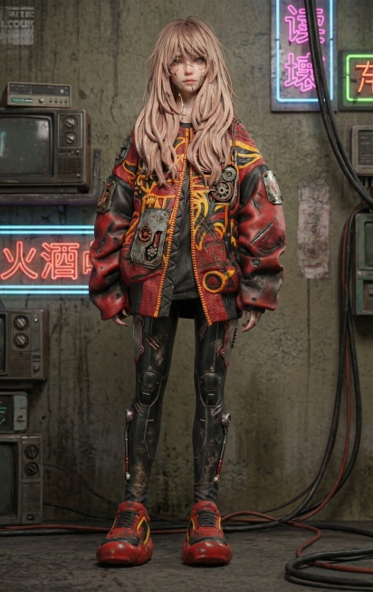 加点赛博朋克做旧预览效果