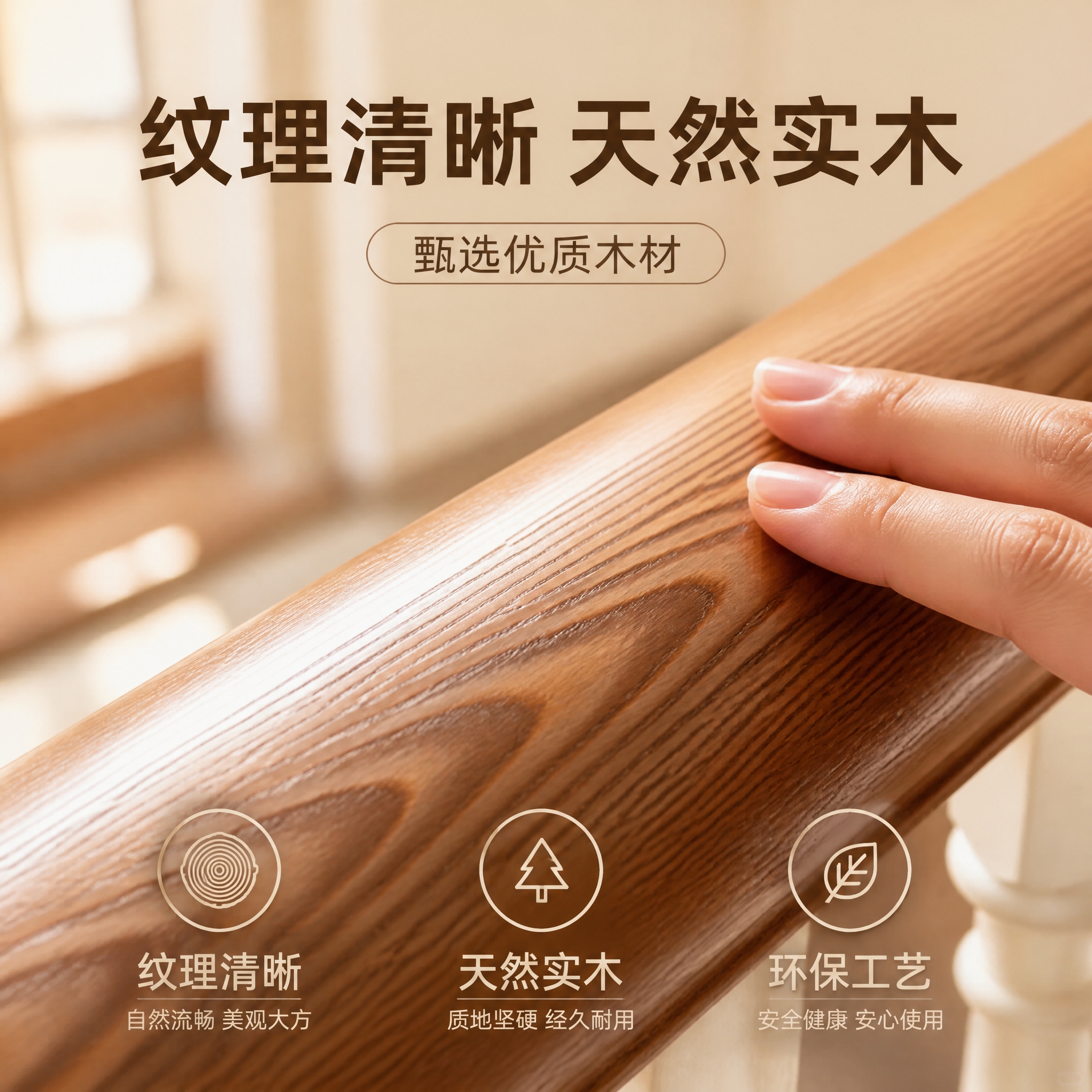 [主图-3] 主题：实木材质纹理与工艺细节特写，唯一任务是放大… - 图片创意预览