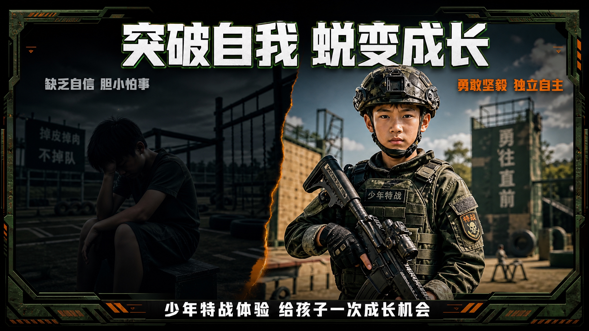 [主图-2] 痛点与学习目标激发兴趣，展示少年参与特战训练的成… - 图片创意预览