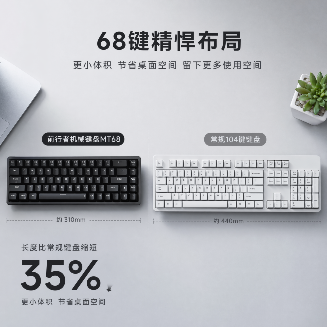 「图片1」，生成电商主图（8张），商品名称是无线三膜键盘，卖点是背光13种炫彩灯效，红轴  68键 适配拼多多平台，主图比例为1:1预览效果