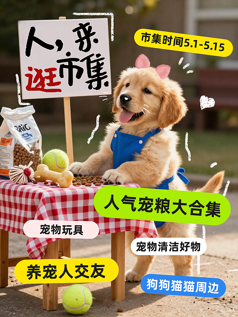 萌宠市集可爱拟人猫狗摊主萌趣网感小红书封面