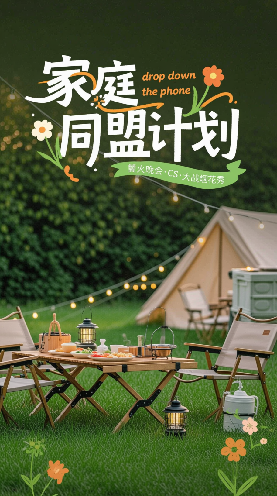 画面上方有白色艺术字标题“家庭同盟计划” ，橙色小字“drop… - 图片创意预览