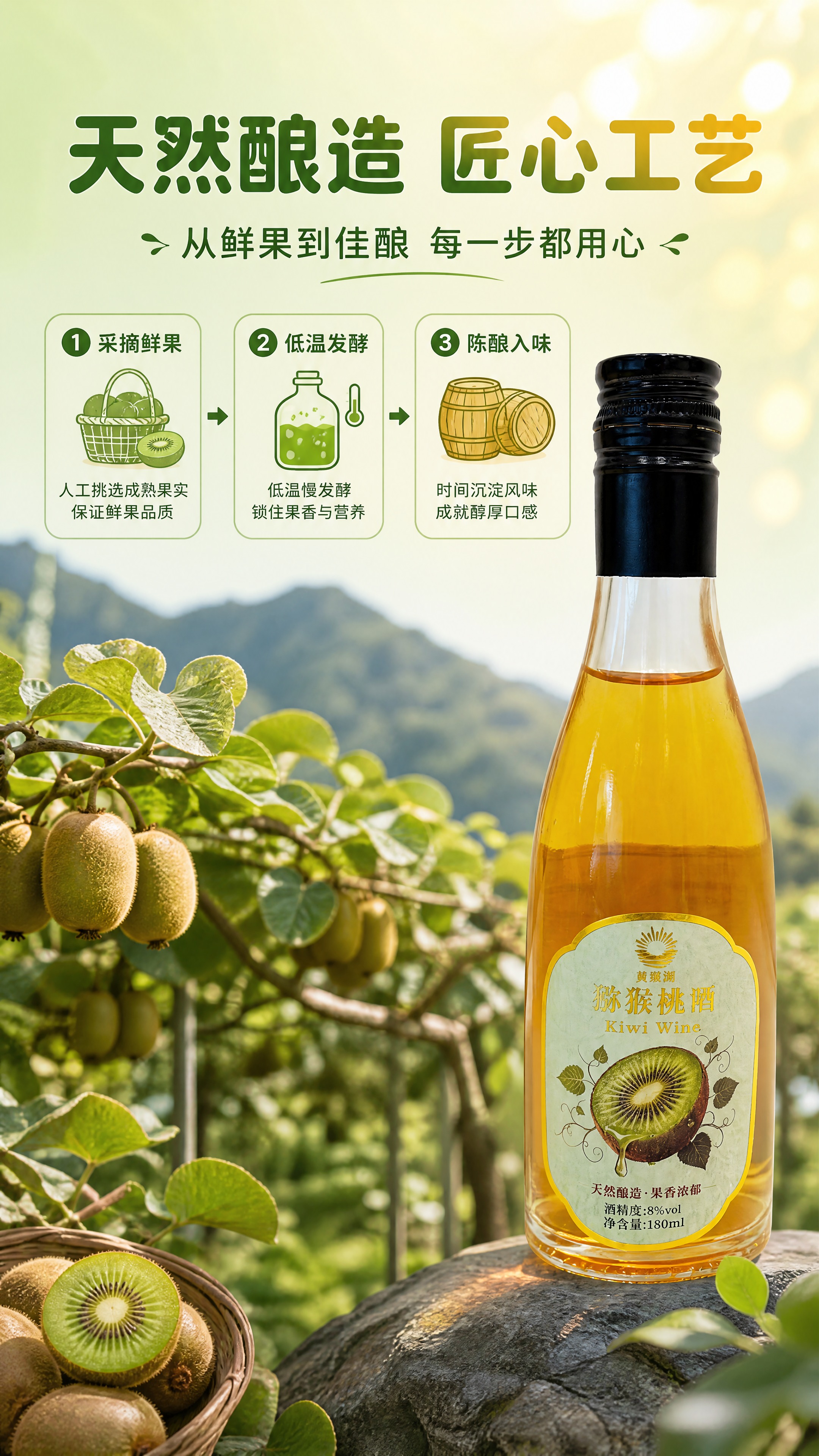 [商品] 使用【图1】黄猕湖猕猴桃酒玻璃瓶；保留瓶身造型、透明… - 图片创意预览