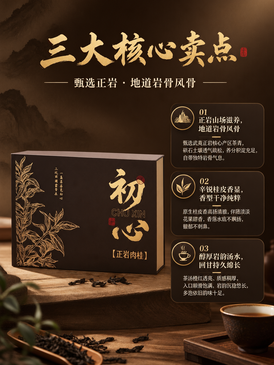 [商品] 使用【图3】初心正岩肉桂深棕礼盒正面视角；保留礼盒深… - 图片创意预览