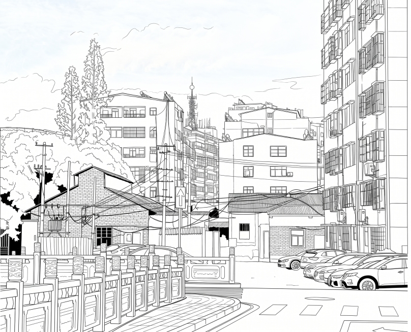 将这张图片转换为线描风格，只提取轮廓线条，保留原有画面构图和内容不变预览效果