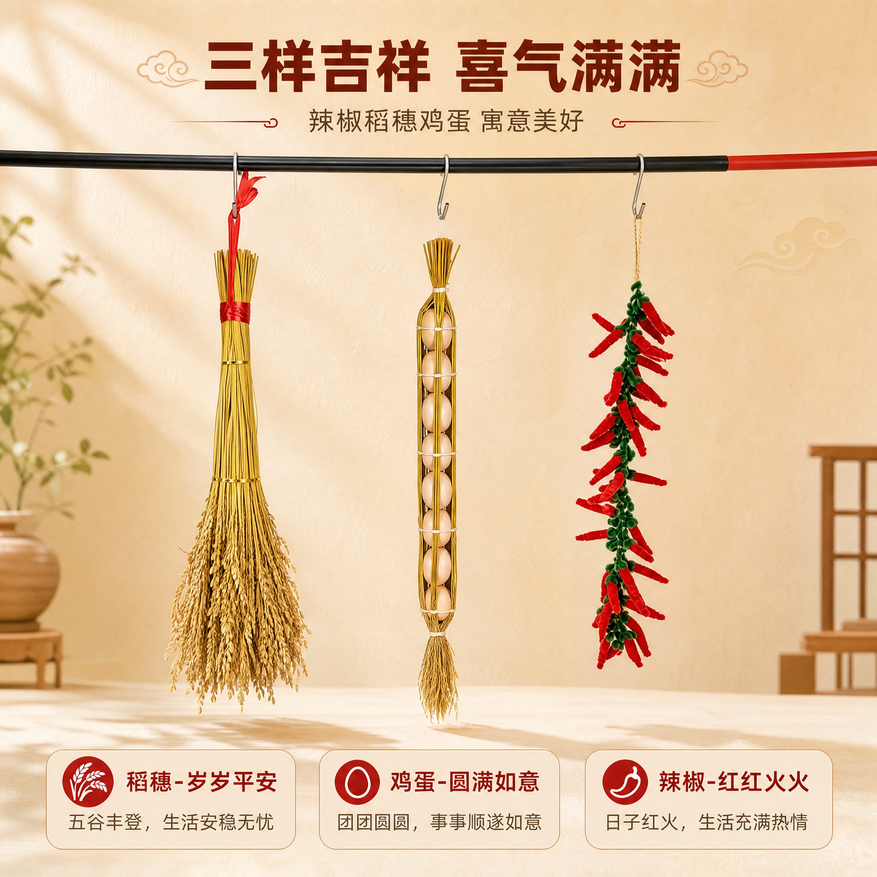 [商品] 使用【图1】鸡蛋稻穗手工辣椒挂件全家福；保留布艺红辣… - 图片创意预览
