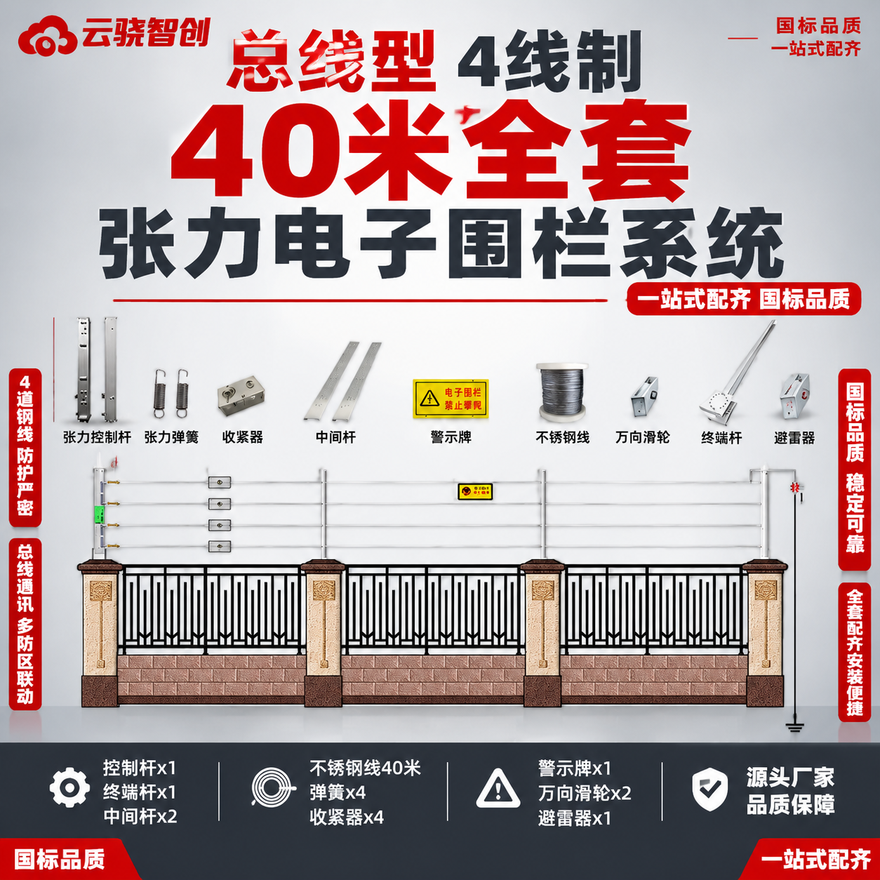 [单张主图] 商品名称：【总线型】4线制【40米】国标张力电子… - 图片创意预览