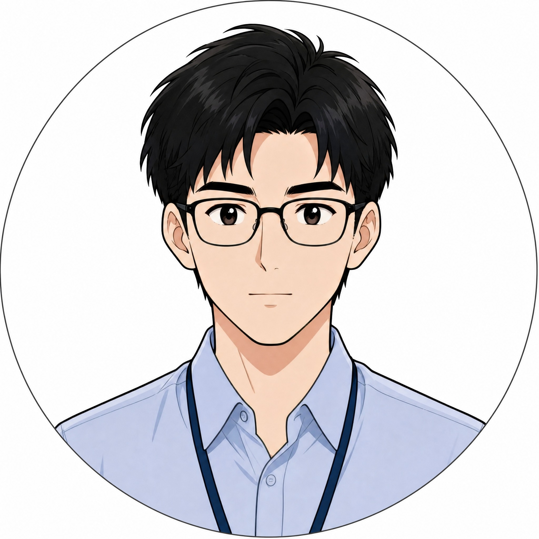 第二张：年轻男性正面头像，黑色短发，戴细框眼镜，穿浅蓝色衬衫，… - 图片创意预览