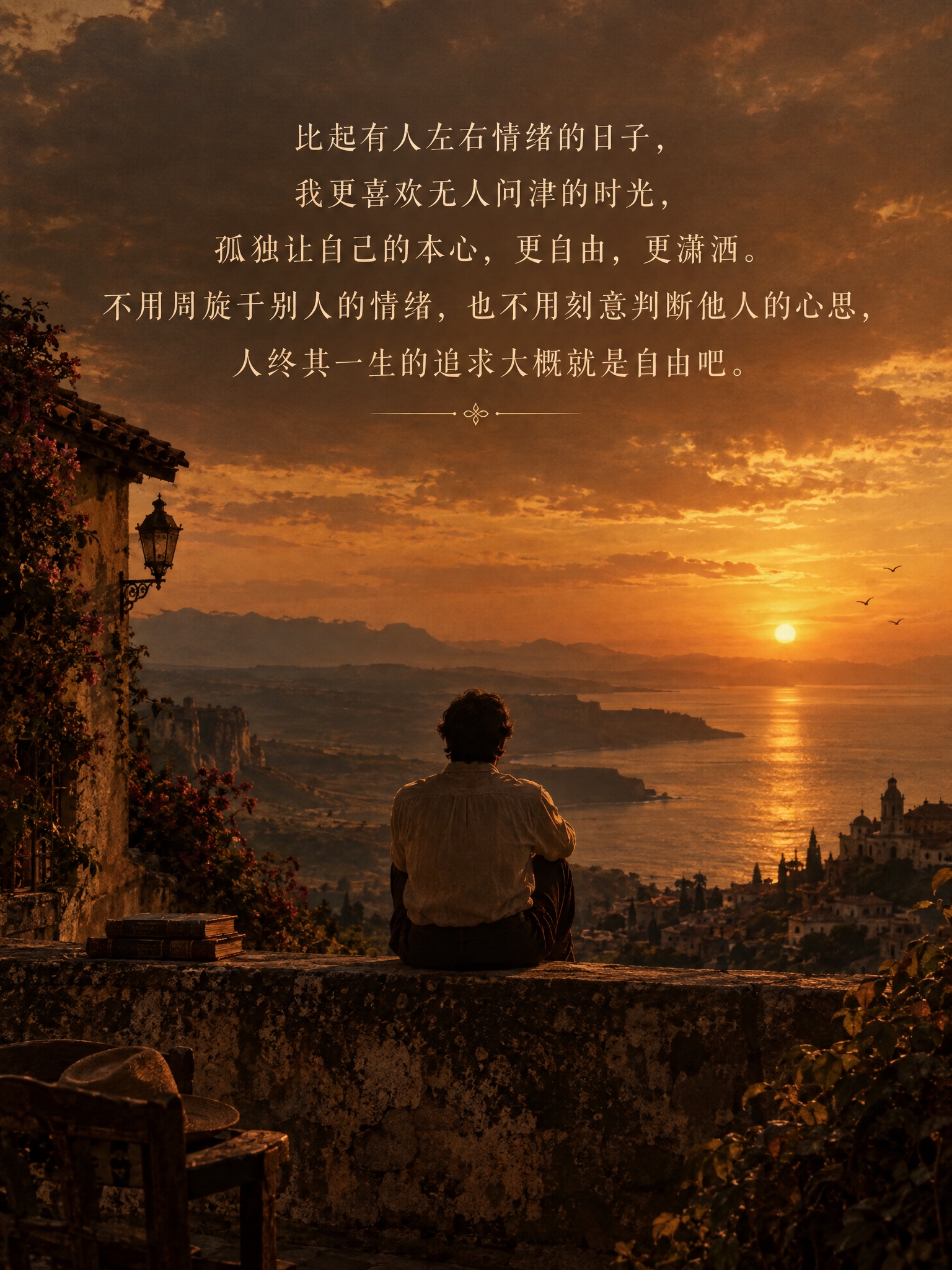 一张充满文学氛围感的意境图，主题为《百年孤独》的孤独与自由。画… - 图片创意预览