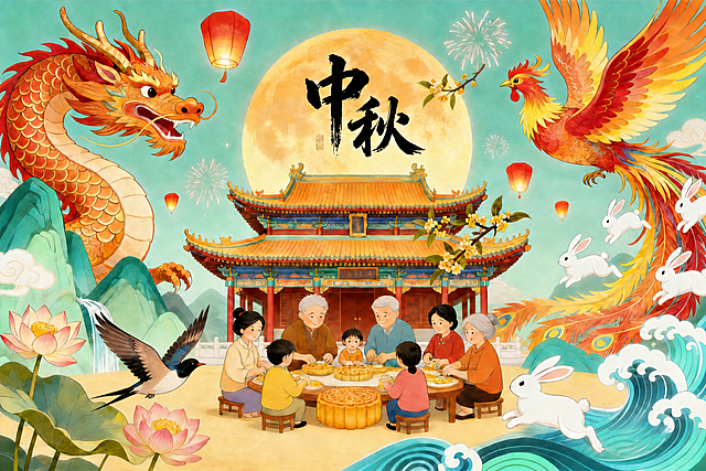 将图片中的燕子小鸟位置往左边挪动一点，保持原图其他元素、颜色和风格不变