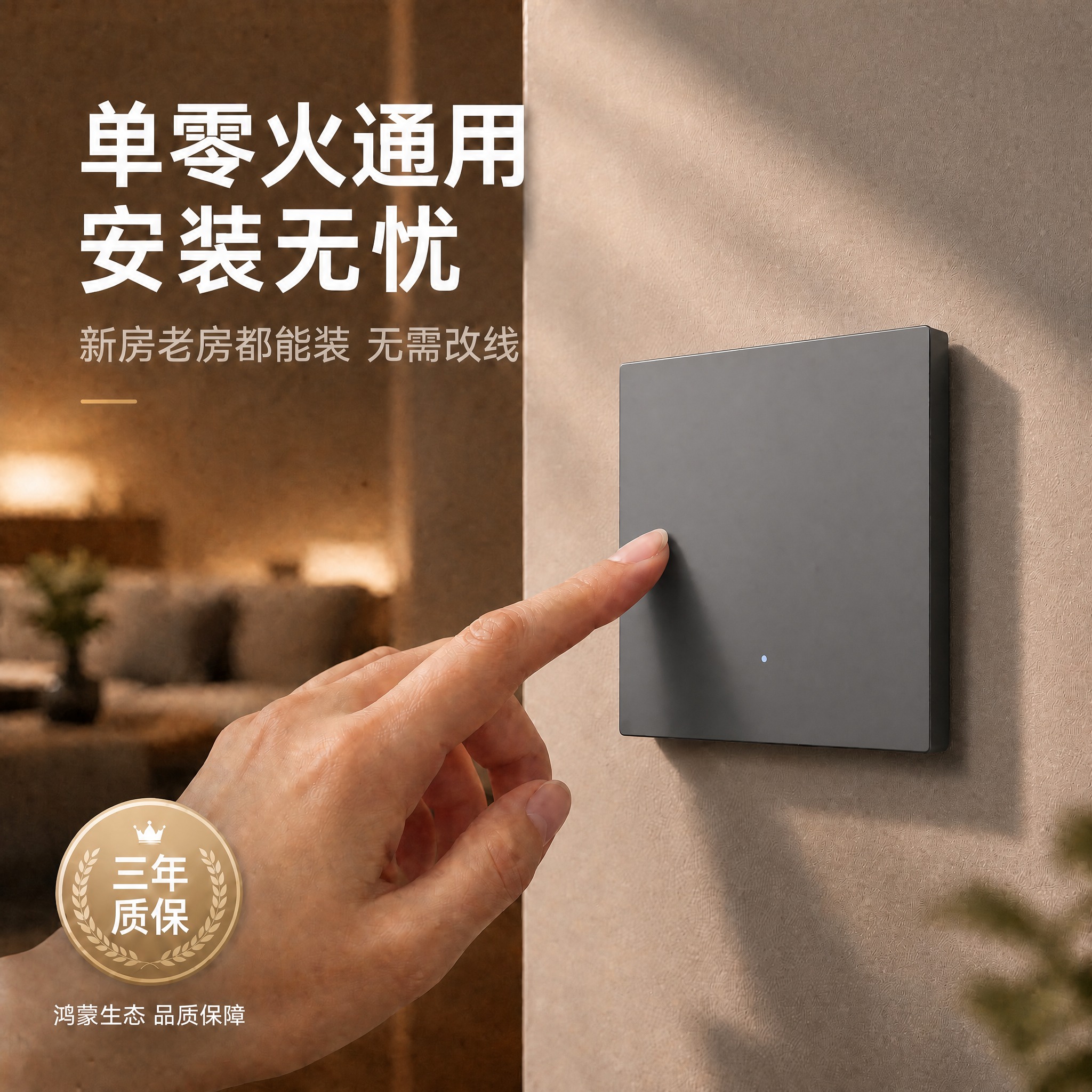 优化第一张场景图：只修改灰色开关产品表面，将开关表面处理为纯净… - 图片创意预览