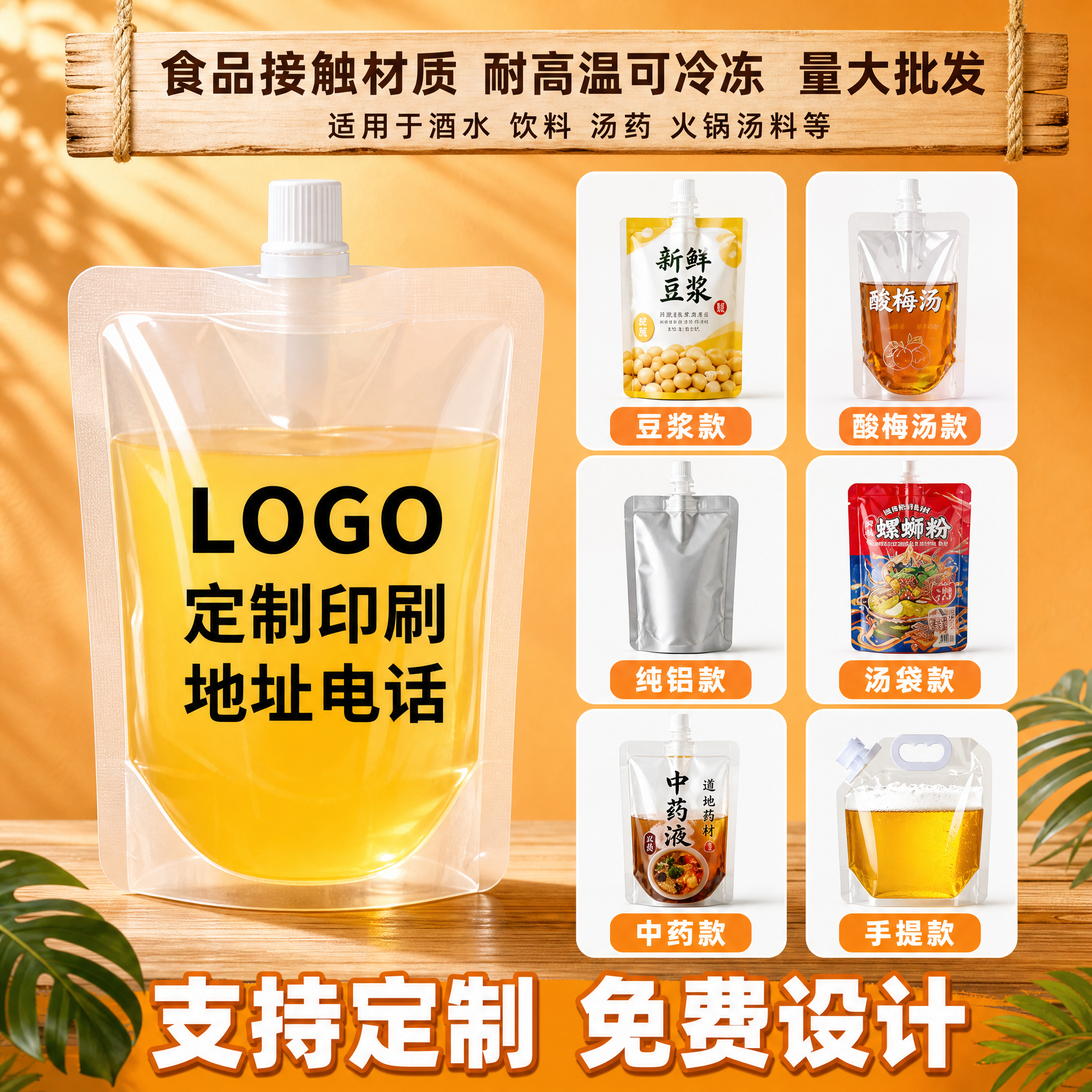 [主图-4] 多场景多款式适用展示，体现吸嘴袋的广泛用途。 [… - 图片创意预览