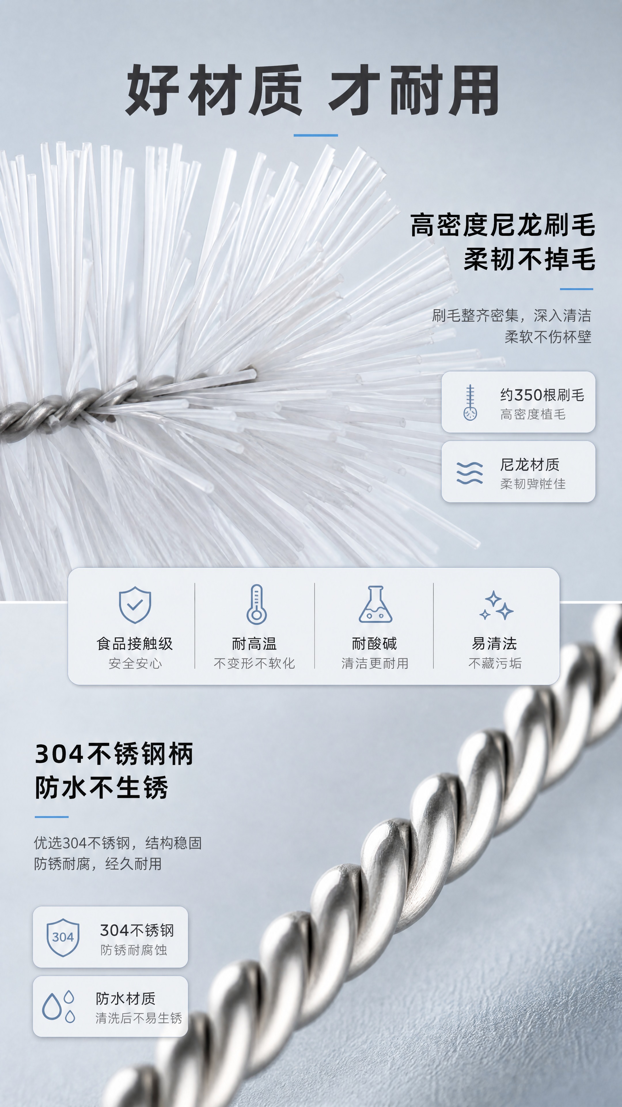 [商品] 使用【图1】不锈钢长柄杯刷；保留白色尼龙刷毛、金属螺… - 图片创意预览