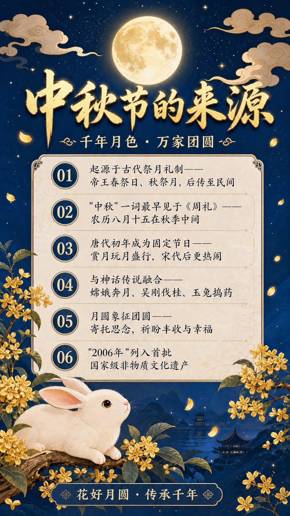 在保持原图整体风格、构图、文字内容、玉兔、桂花、祥云、山水亭台… - 图片创意预览