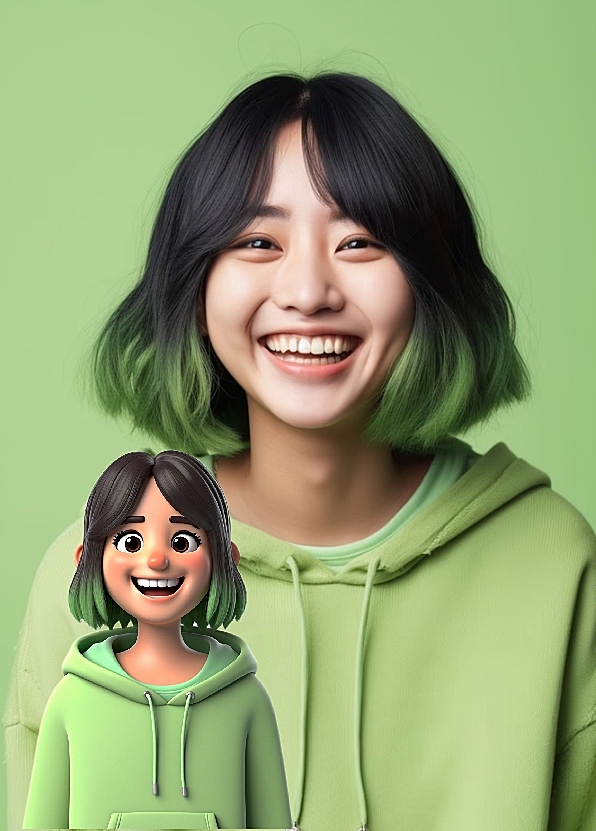 清新插画风，软3D卡通感设计，绿色主题展现青春活力。