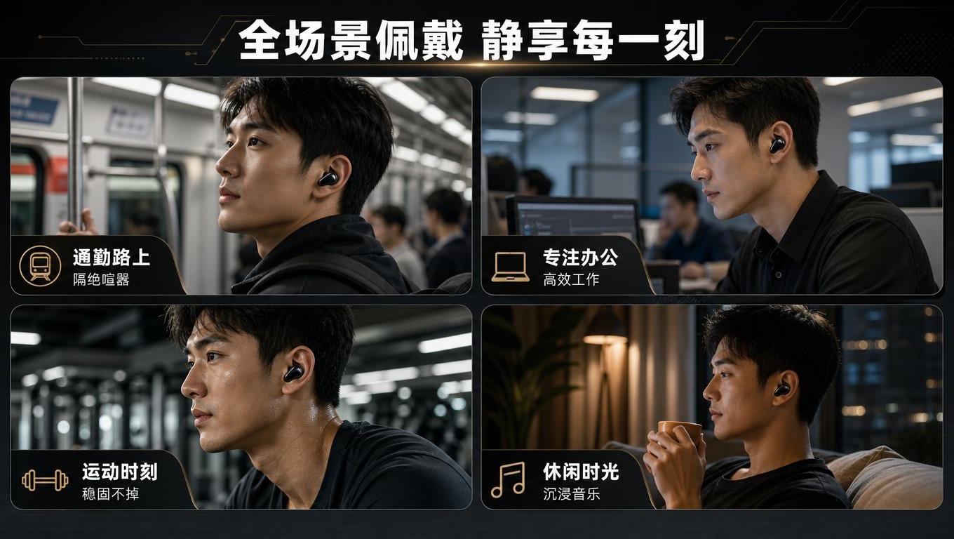 [商品] 使用【图2】单耳黑色降噪蓝牙耳机；保留耳机造型、颜色… - 图片创意预览