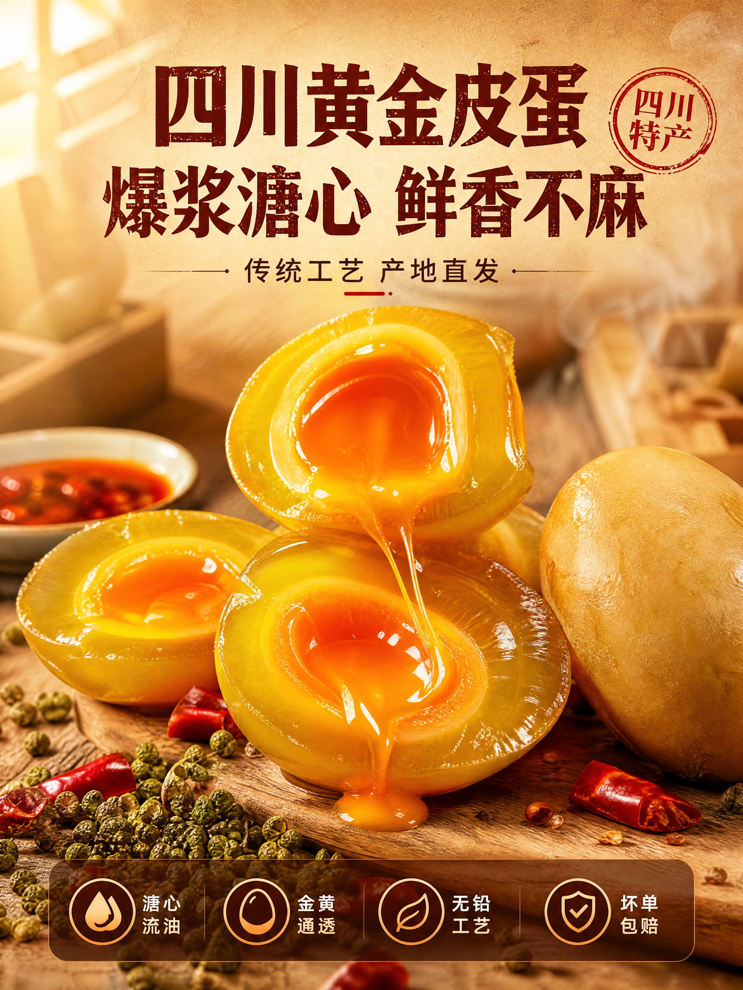 [商品] 使用【图1】四川黄金皮蛋；保留切开后金黄琥珀色半透明… - 图片创意预览