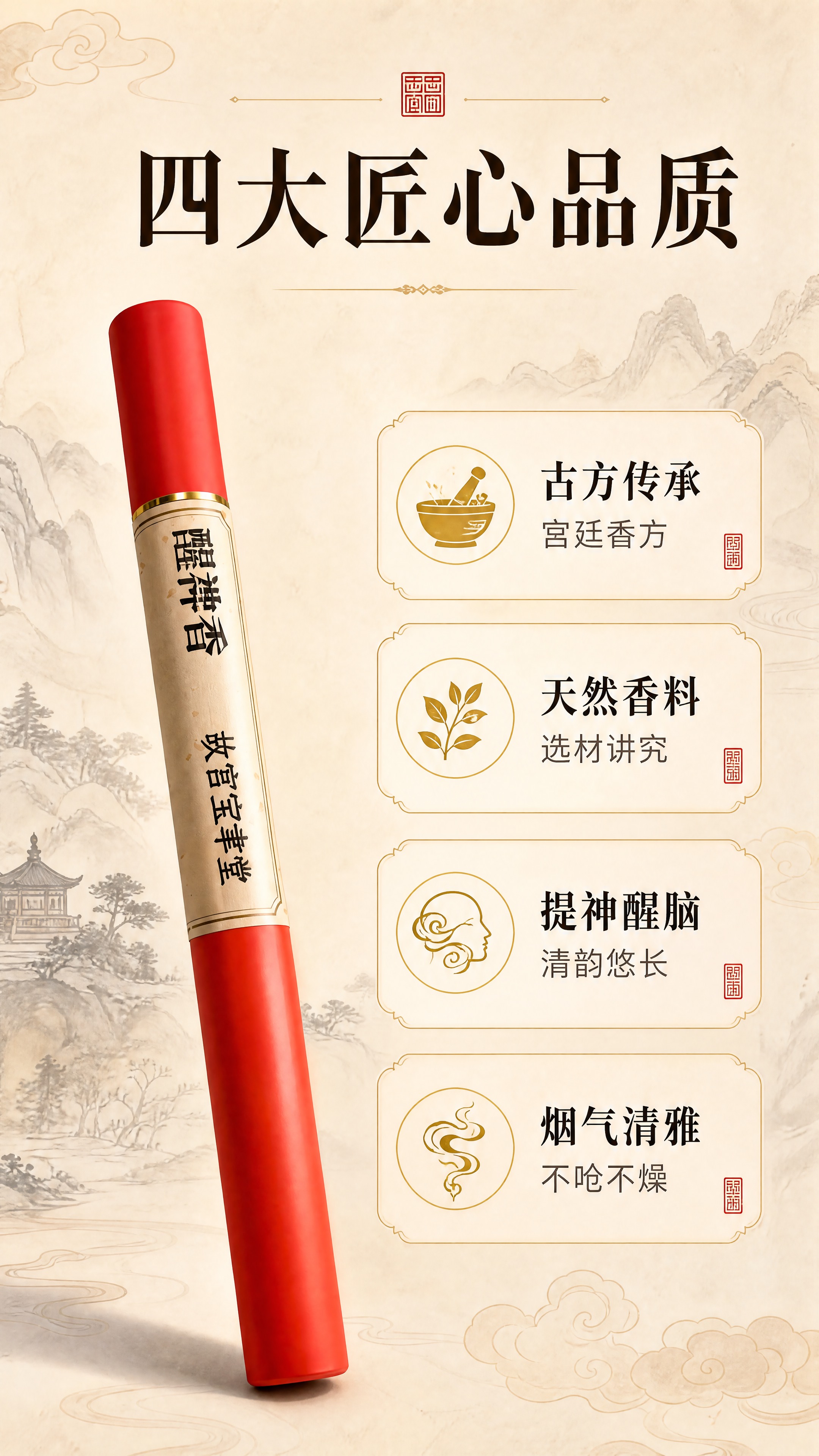 [商品] 使用【图1】故宫宝聿堂醒神香红色纸筒包装；保留红色筒… - 图片创意预览