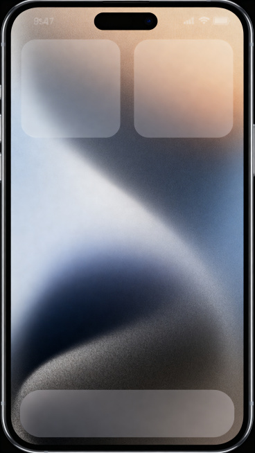 磨砂玻璃质感手机隐藏功能背景框，模糊渐变效果，圆角设计，高端质感手机桌面功能区域预览效果