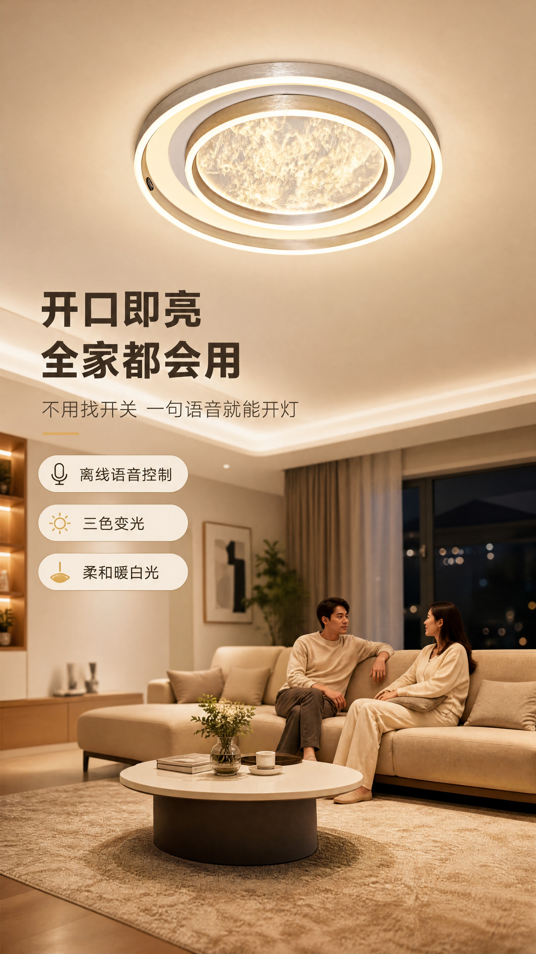 [商品] 使用【图1】M350 离线语音吸顶灯，安装于客厅吊顶… - 图片创意预览