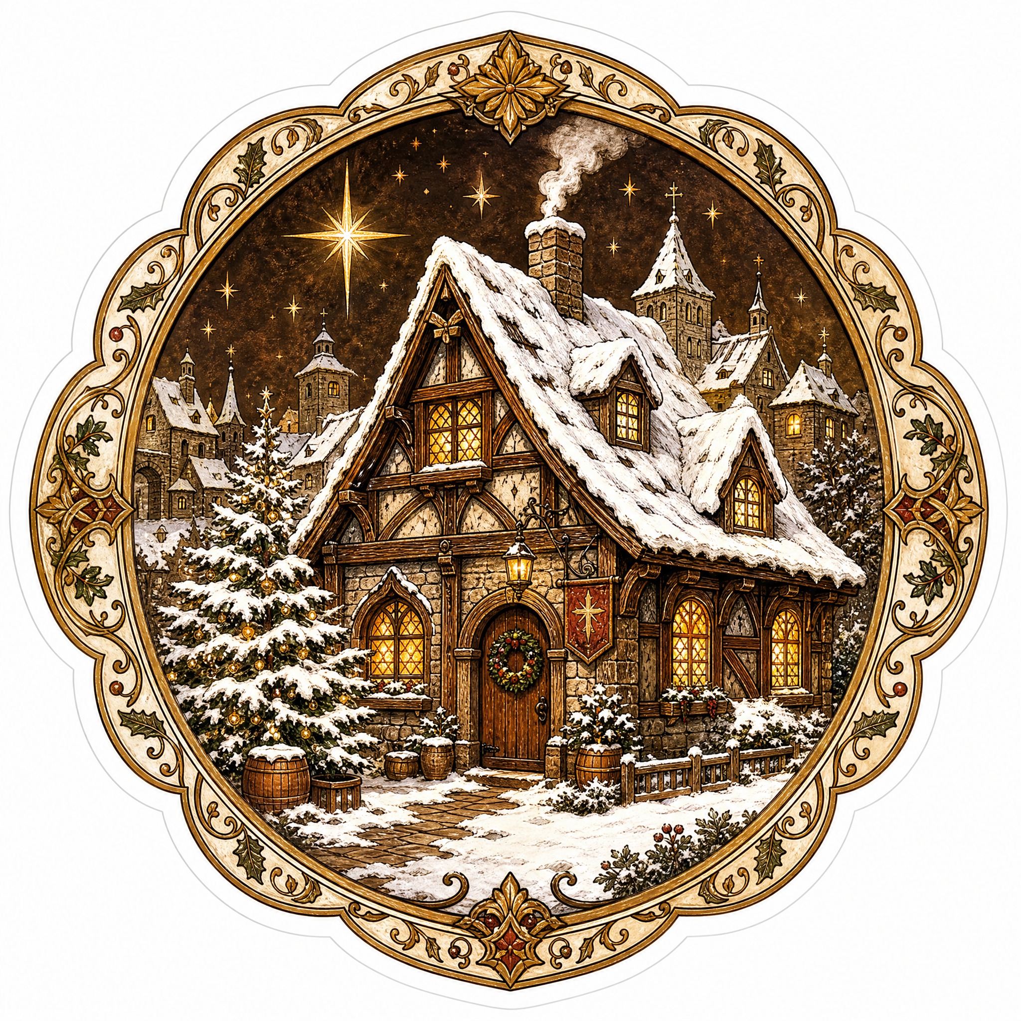 Christmas sticker, medieval ill… - 图片创意预览