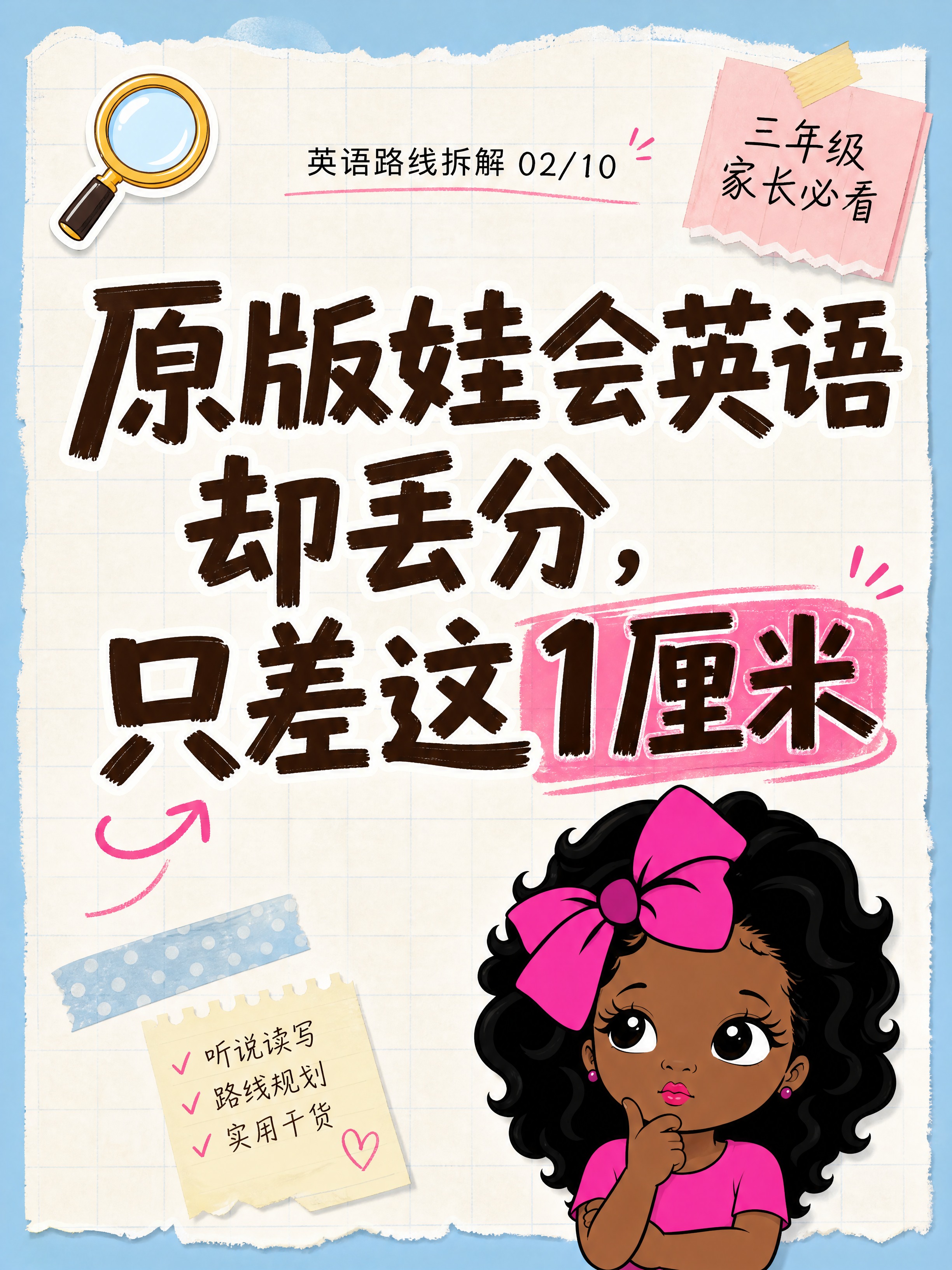 小红书笔记大字封面，配图大字，手账拼贴教育风，版式精美，小红书… - 图片创意预览