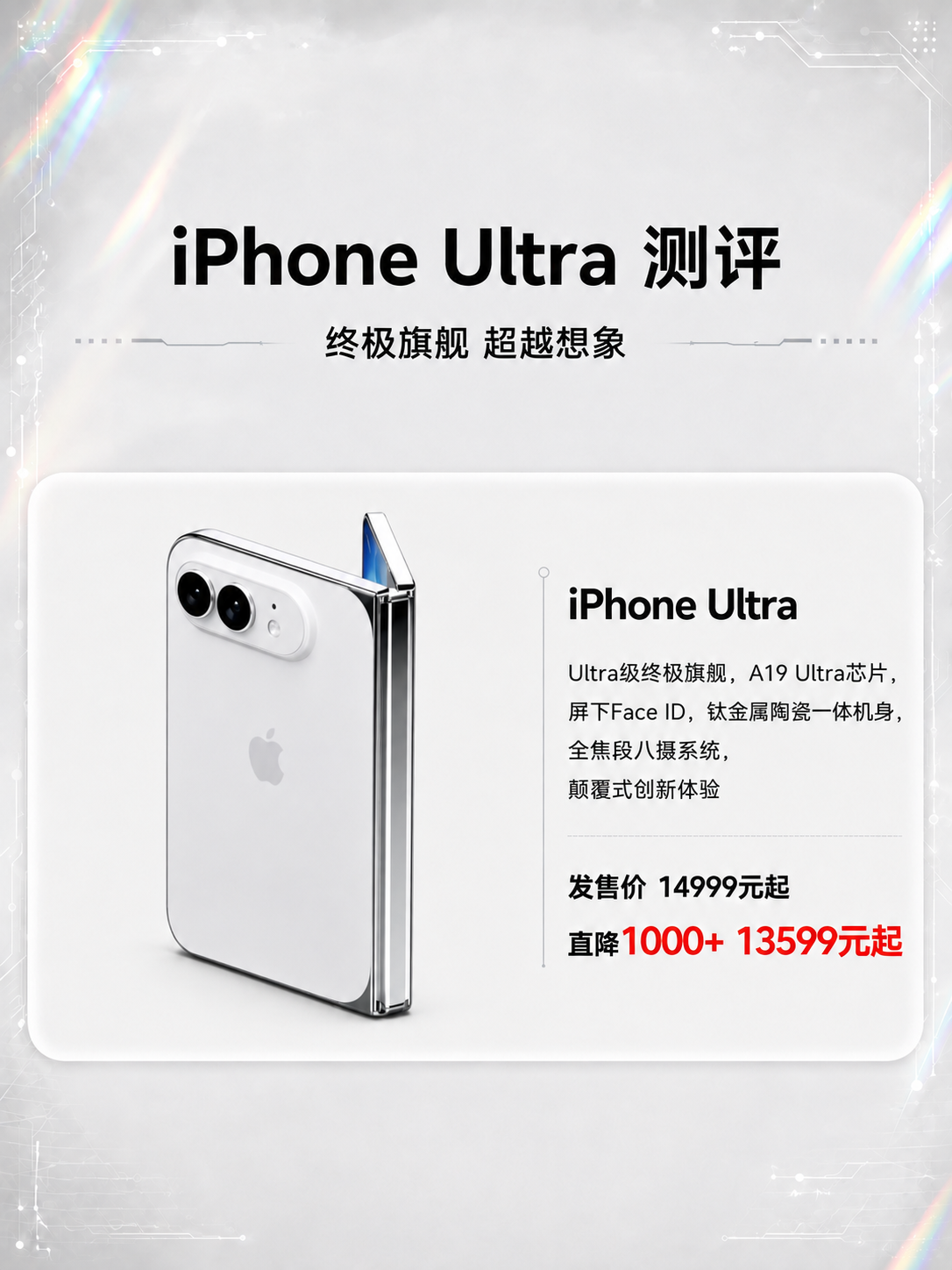 将第一张海报（iPhone Ultra测评）中的手机产品替换为… - 图片创意预览