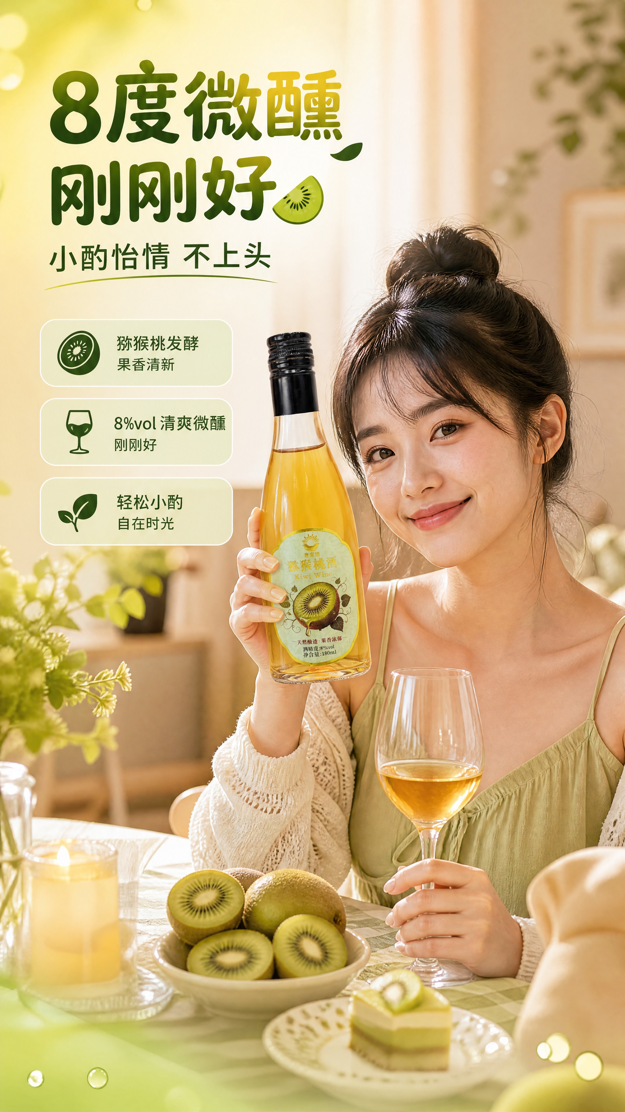 [商品] 使用【图1】黄猕湖猕猴桃酒玻璃瓶；保留瓶身造型、透明… - 图片创意预览