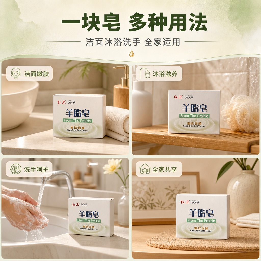 [商品] 使用【图1】红卫羊脂皂产品包装盒；保留白色纸盒外观、… - 图片创意预览