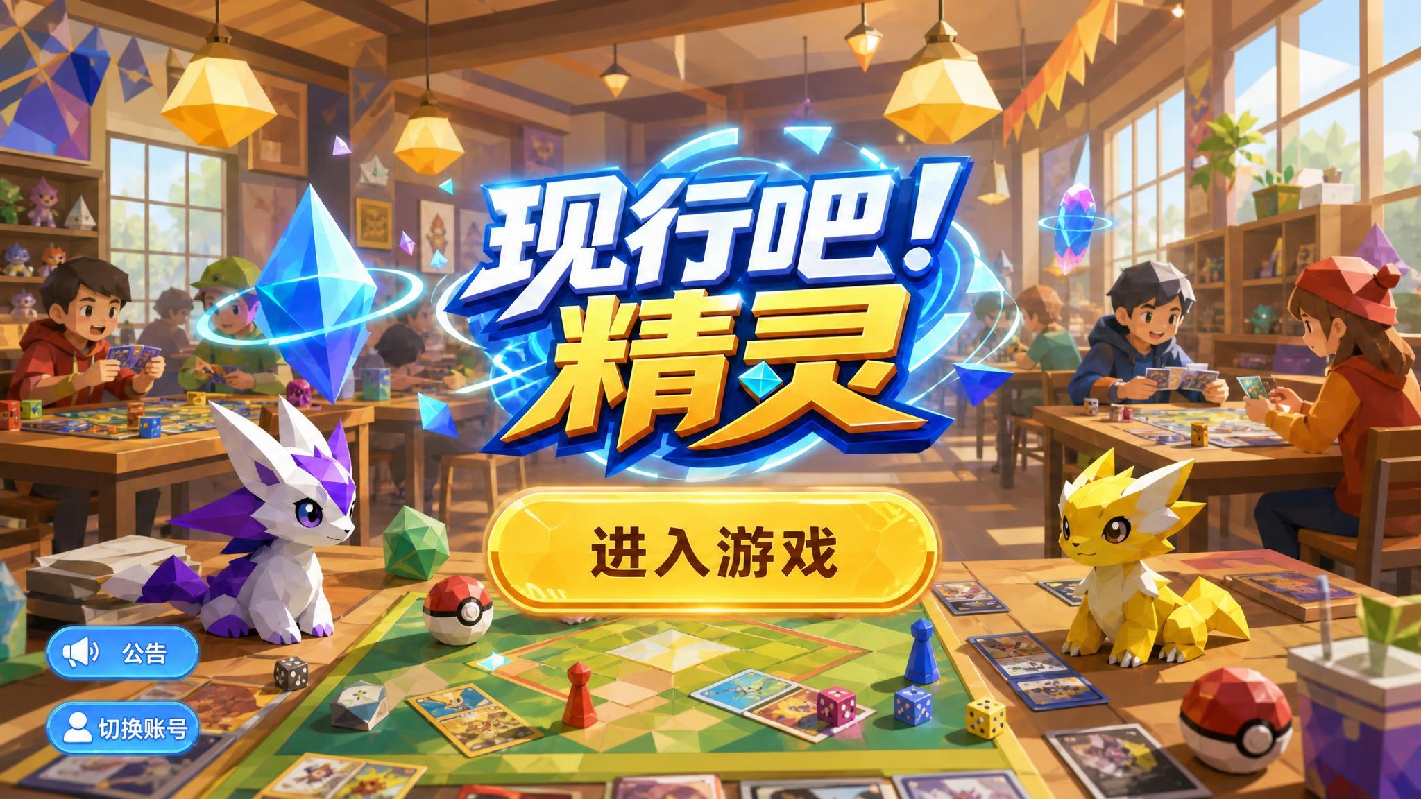 手游登录界面UI设计，16:9横版，低多边形3D卡通绘本风格，… - 图片创意预览