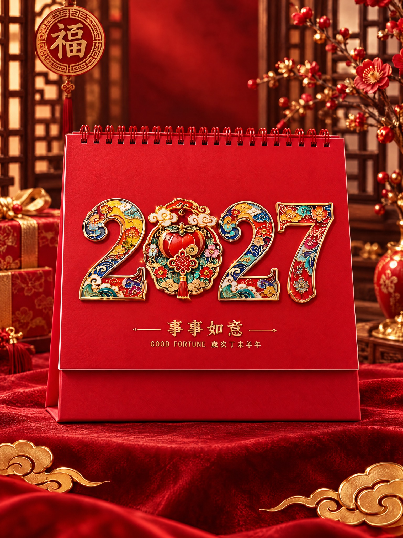 从这张四宫格图中提取右下的事事如意款台历，单独生成一张产品选项… - 图片创意预览