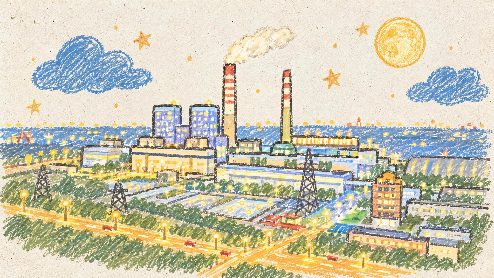 将画面中的月亮修改为完整的正圆形，保持蜡笔手绘风格不变，米白色… - 图片创意预览