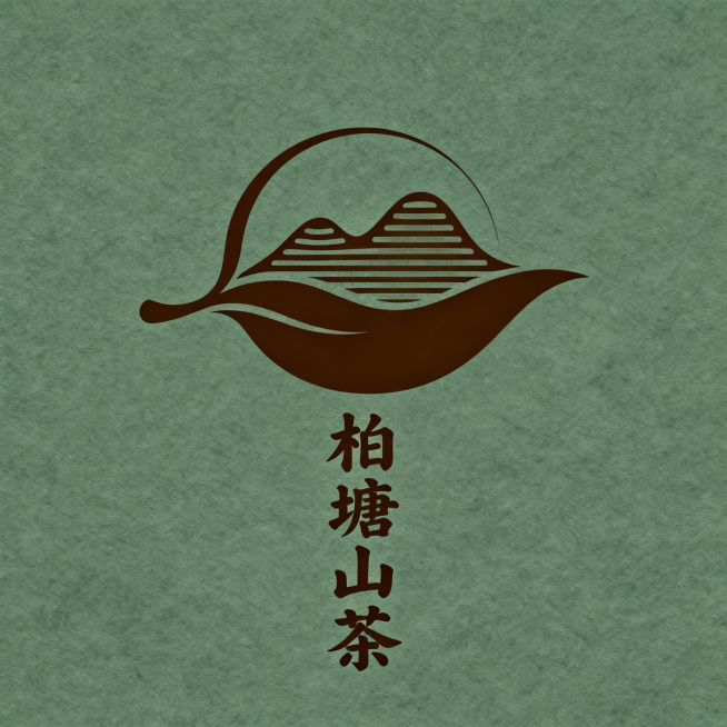 设计一款柏塘山茶的茶叶品牌logo，中式简约风格，融入山茶茶叶和山水元素，古朴雅致，辨识度高，适合茶叶包装使用，主题文字为"柏塘山茶"预览效果