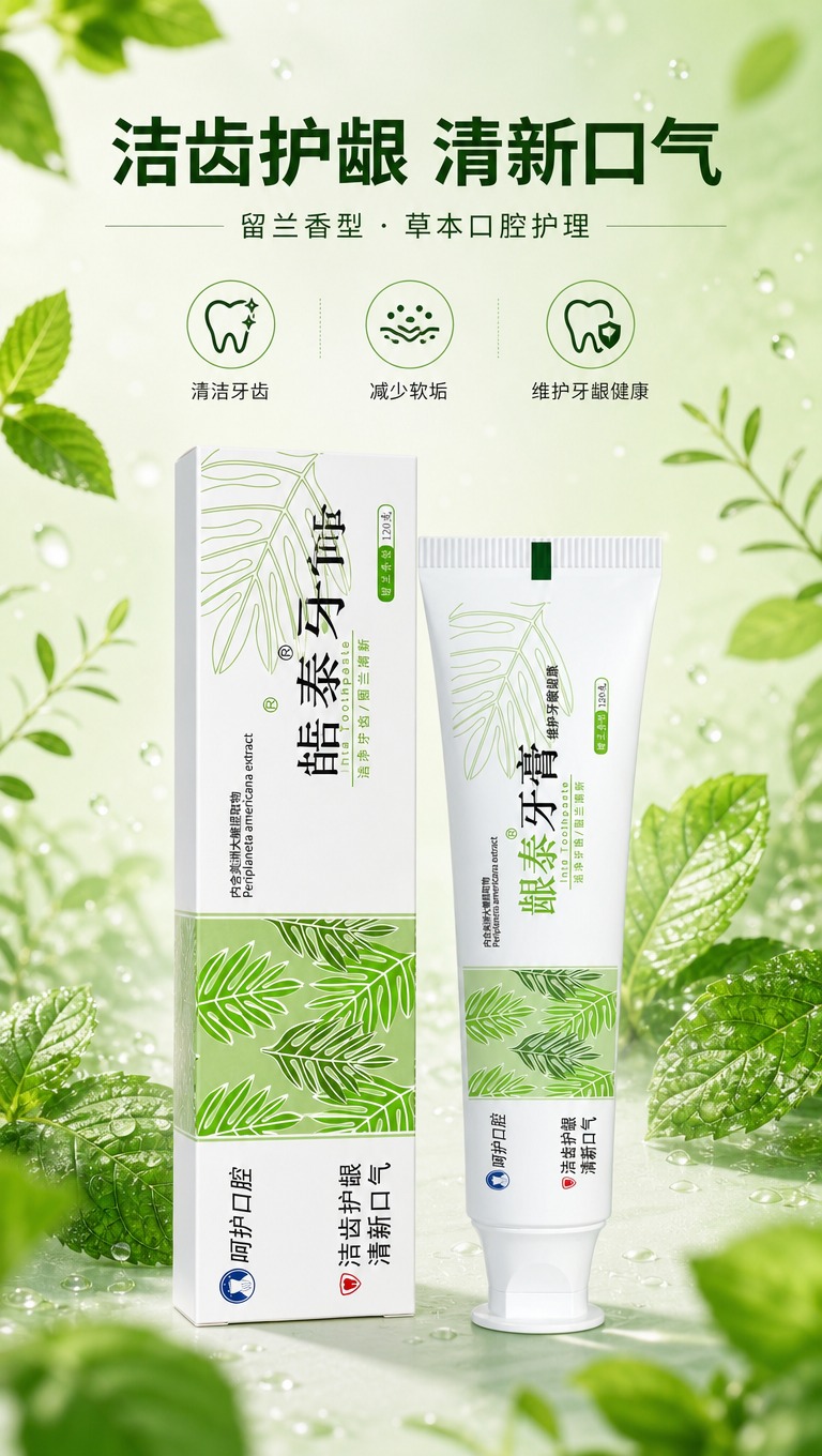 [商品] 使用【图1】龈泰牙膏（软管+外盒组合）；保留白色管身… - 图片创意预览
