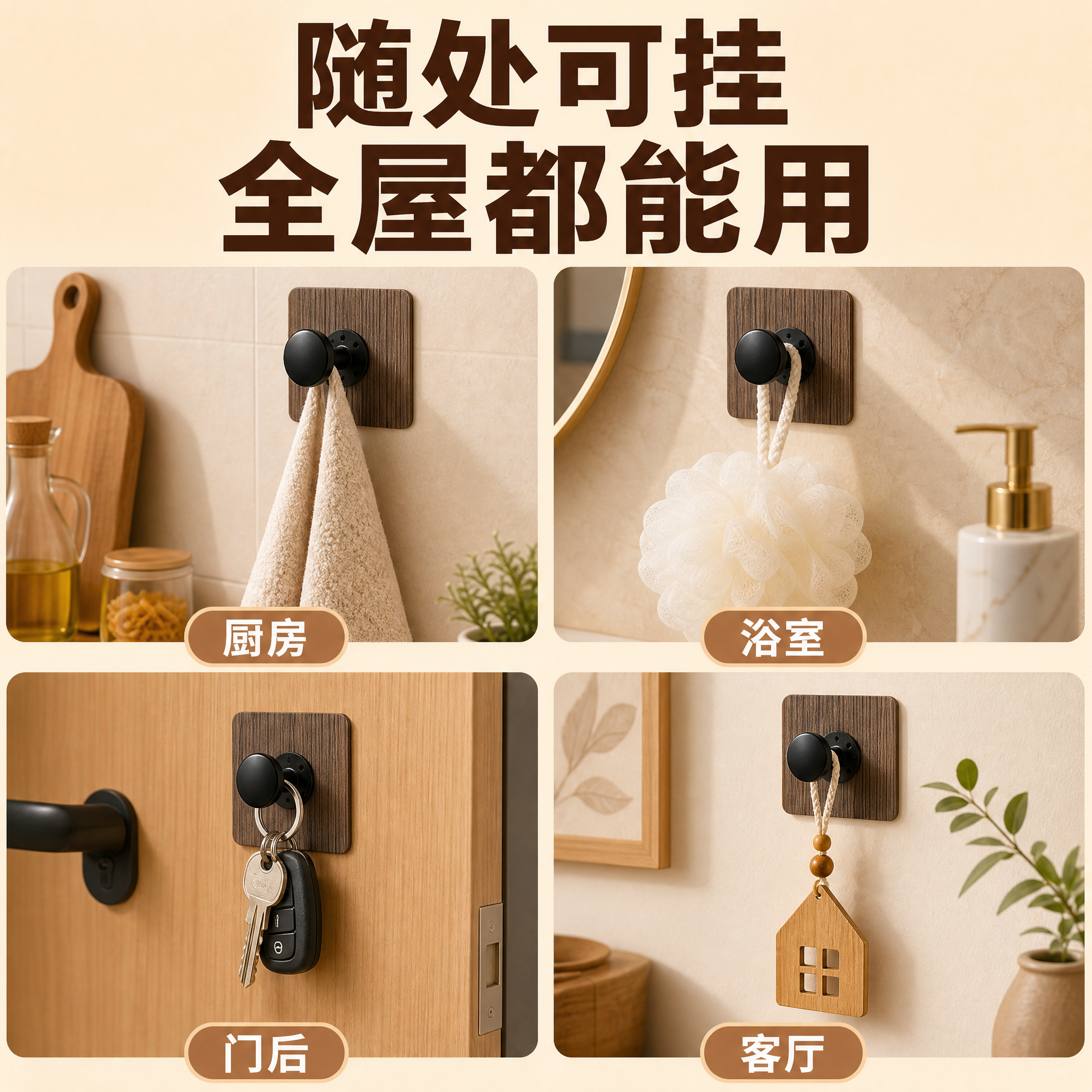 [主图-4] 多场景使用展示 随处可挂 全屋通用 门后墙上客厅… - 图片创意预览