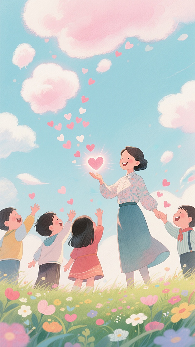 💖淡粉蓝天际，老师爱心飘向学生啦💕