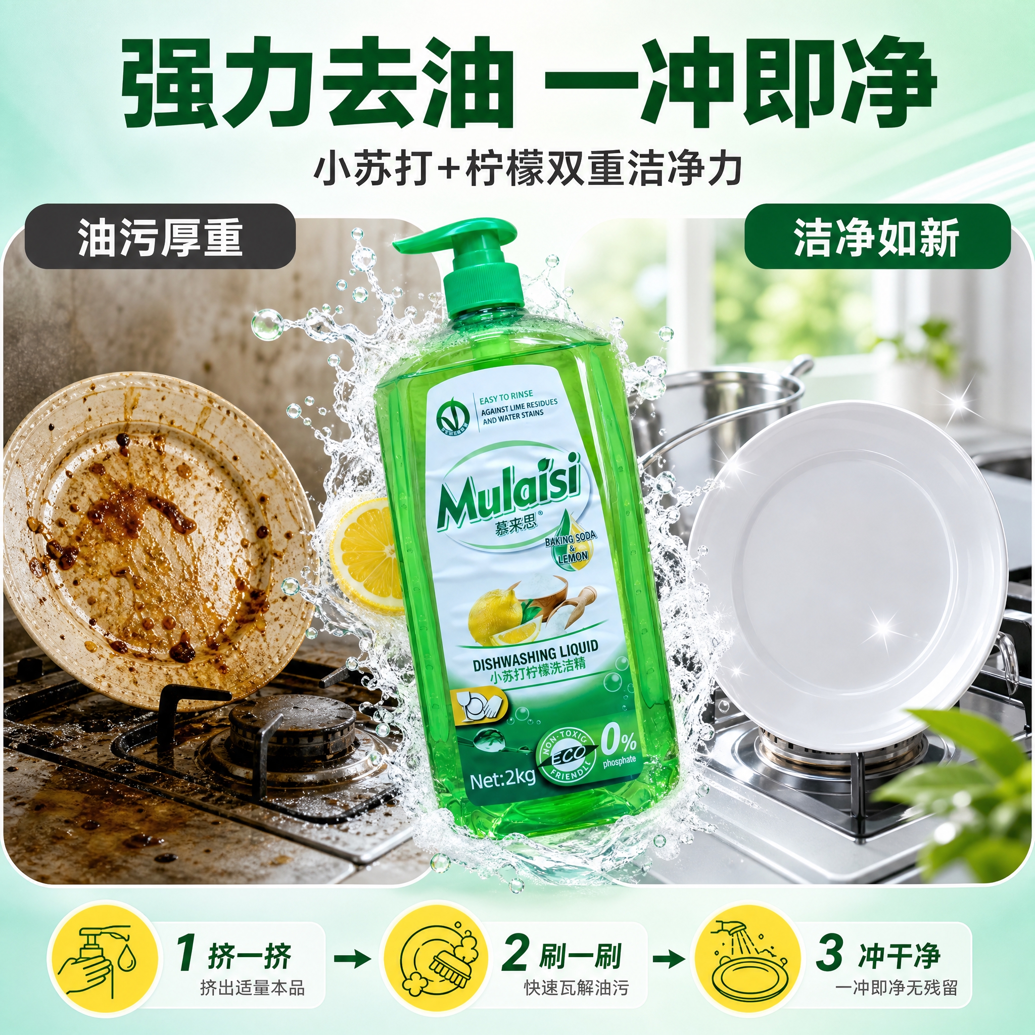 [主图-2] 核心亮点效果证明，展示小苏打+柠檬配方强力去油除… - 图片创意预览