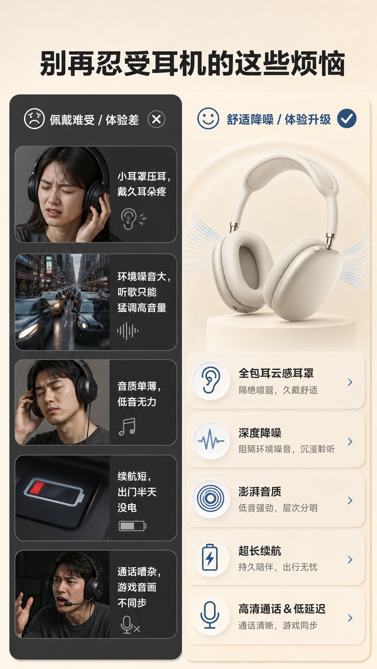 [商品] 本页为痛点对比页，左侧痛点区不使用产品图；右侧优势区… - 图片创意预览