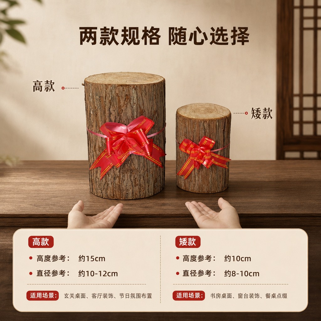 [商品] 使用【图4】大小两款杉墩木段红绳花摆饰；保留高款与矮… - 图片创意预览