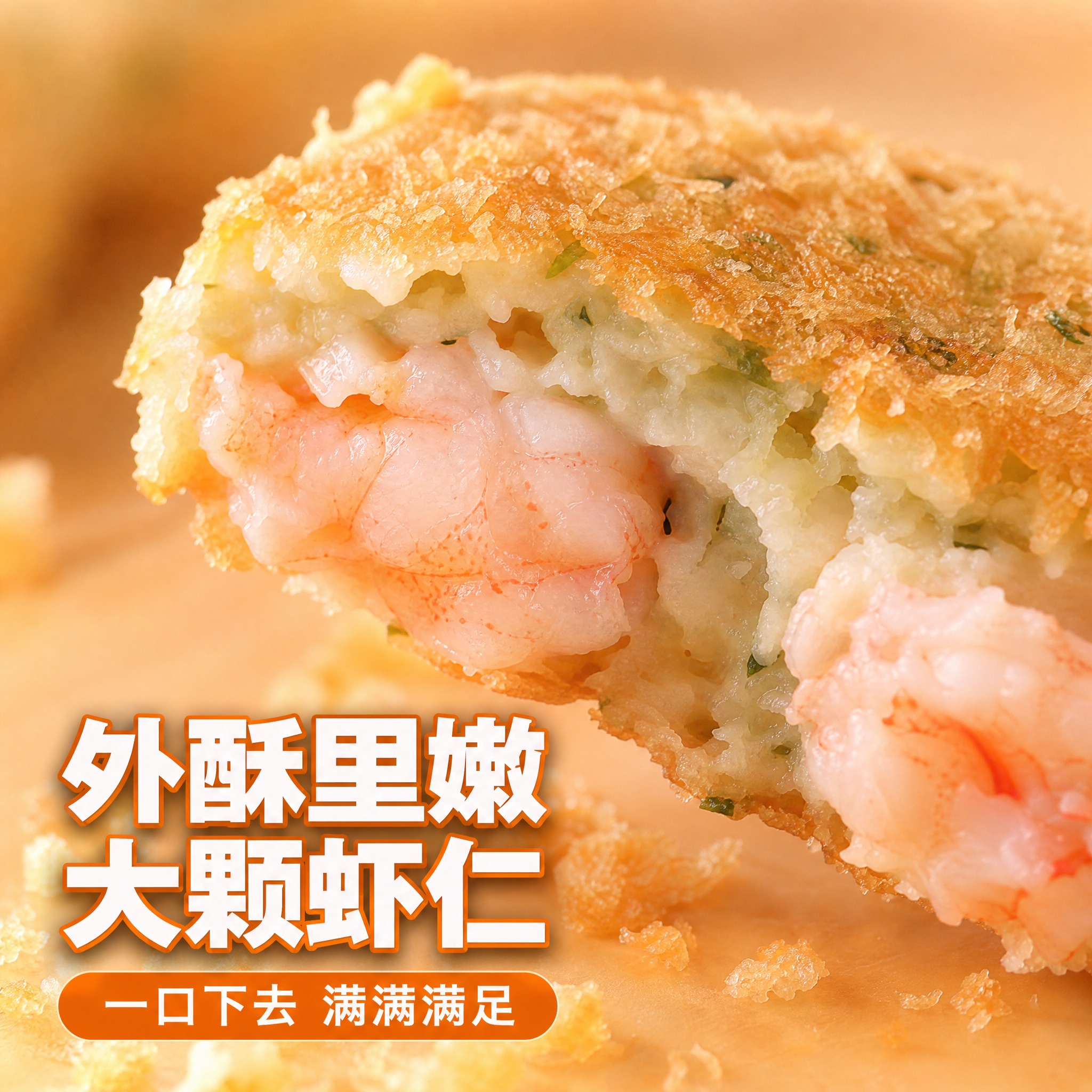 [主图-3] 细节微距：海苔虾饼酥脆口感与虾仁颗粒的极致特写。… - 图片创意预览