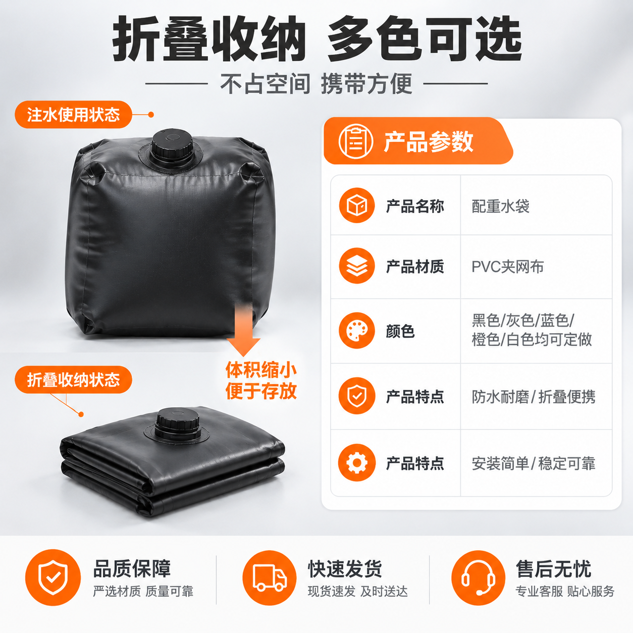 [主图-5] 折叠收纳与规格信息，折叠状态不体现拉环绑带，参数… - 图片创意预览