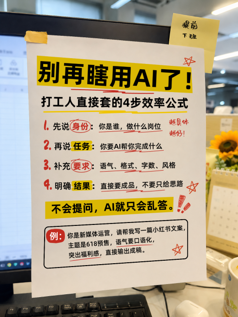 职场打工人AI使用技巧职场提升分享实景风小红书封面预览效果