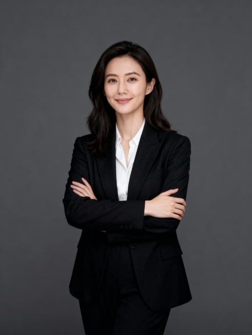 保留人物脸型､年龄特征生成标准职场形象照,50mm焦段,F/4光圈(F/2.8-F/4区间),相机与人物距离3米,横向16:9比例(左右预留环境空间),人物占画面60%,入镜头部至膝盖上方5cm,平视预览效果